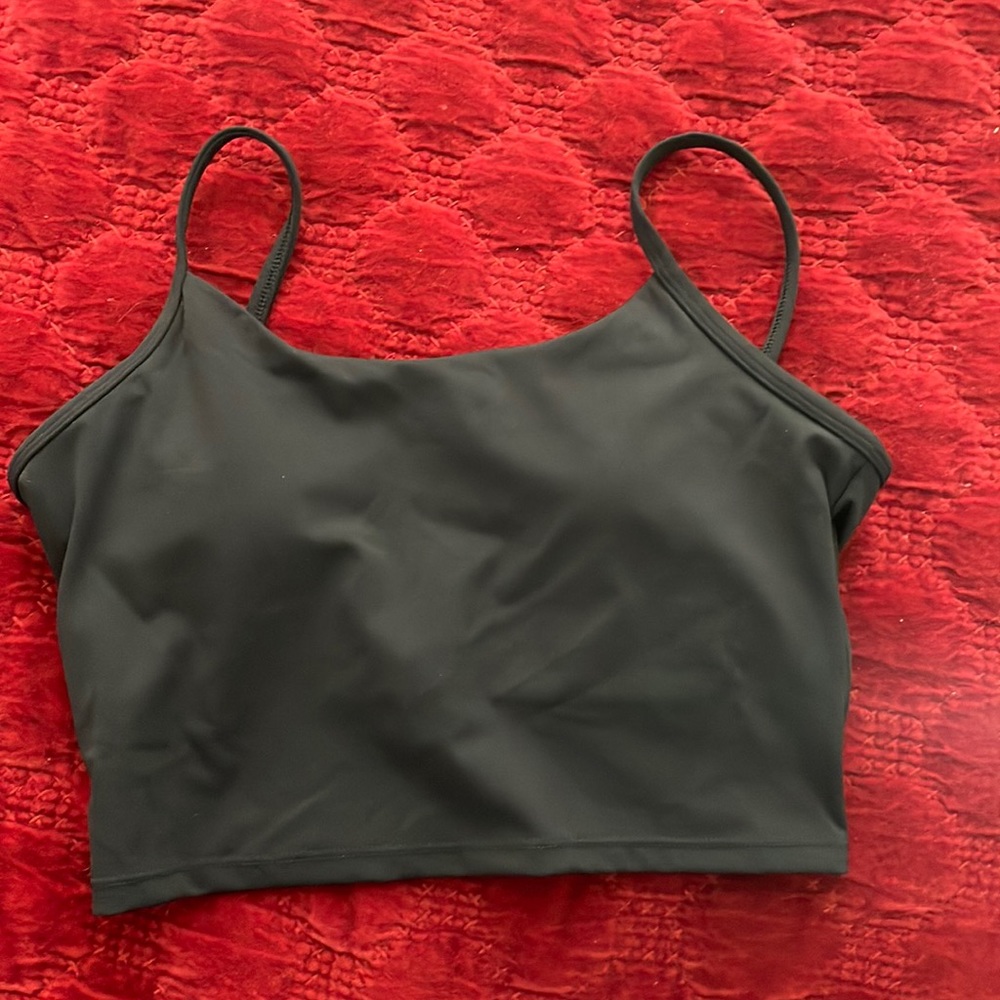 Lululemon black longline sports bra cropped tank 8 new
